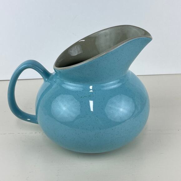 Harker Pottery Harkerware Blue Mist Speckled Pitcher - Picture 5 of 9